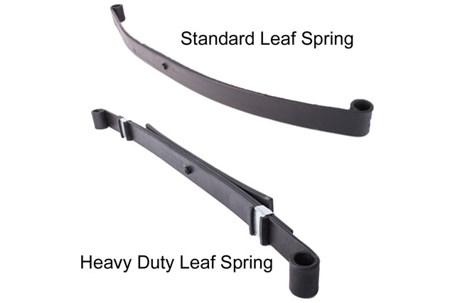standard leaf spring on top and heavy duty leaf spring on bottom