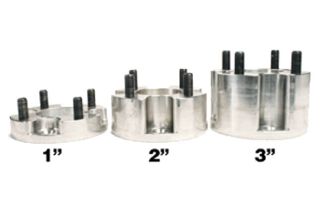from left to right, 1 inch, 2 inch, and 3 inch wheel spacers